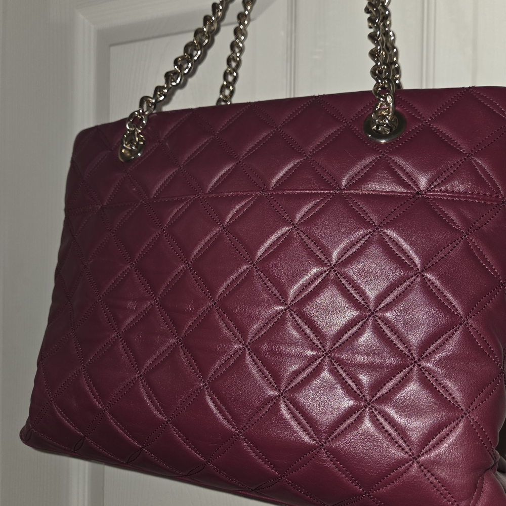 Kate Spade Quilted Leather Shoulder Bag in Burgundy.